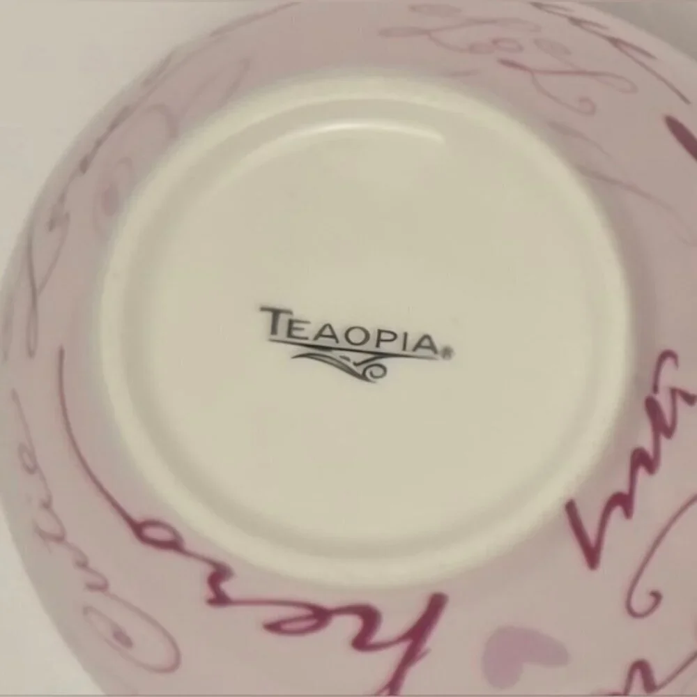 Tea For One Teapot Cup Saucer Set Pink Script Romantic Gift Set